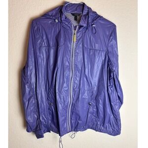Soma Intimates Women Purple Hooded Windbreaker Mesh Lined Zip Jacket XL